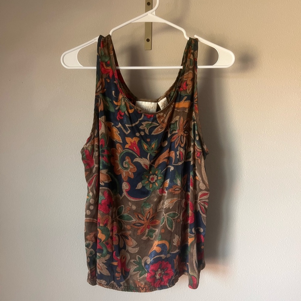 Vintage Victoria's Secret Silk Floral Tank Top Silky Paisley Print | Size M